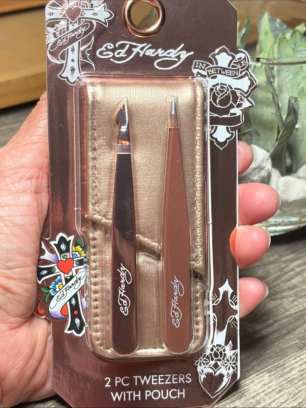🪻5 for $35🪻Ed Hardy 2 Piece Tweezers with Pouch